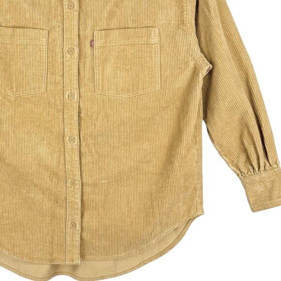 Levi's Women's Long Sleeve Relaxed Fit Button-Up Corduroy Tan Shirt Size Small - Picture 5 of 11